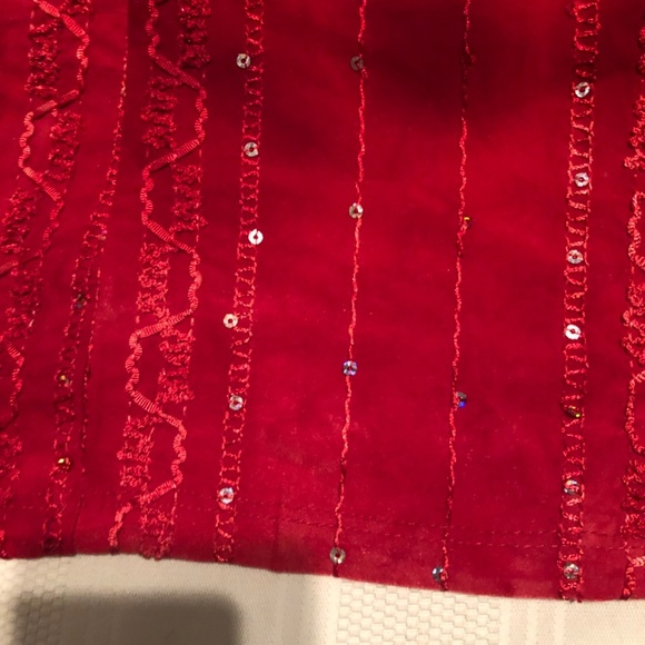 Initiatives XL red dress with sequins, cut out elbow holes , comfortable dress - Picture 2 of 8